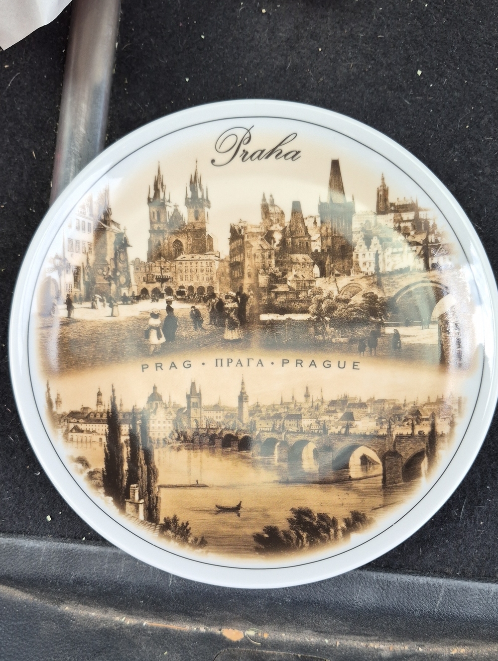Praha Decorative Collector Plate - Sepia Scenic Prague